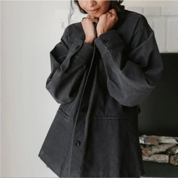 Jenni Kayne Corduroy Jacket Gray Washed Black S - Picture 2 of 14